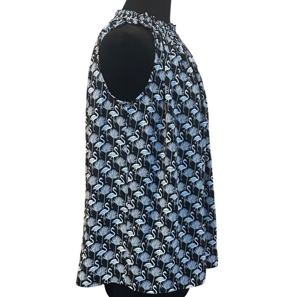 Women's LOFT Flamingo Print Sleeveless Stretch Blouse 100% Polyester Size XS - Picture 5 of 10